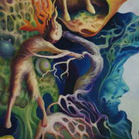 Climbing Down - oil on canvas 75 cm x 50 cm