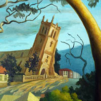 Landscape with Melting Church - oil on canvas 60cm x 40cm